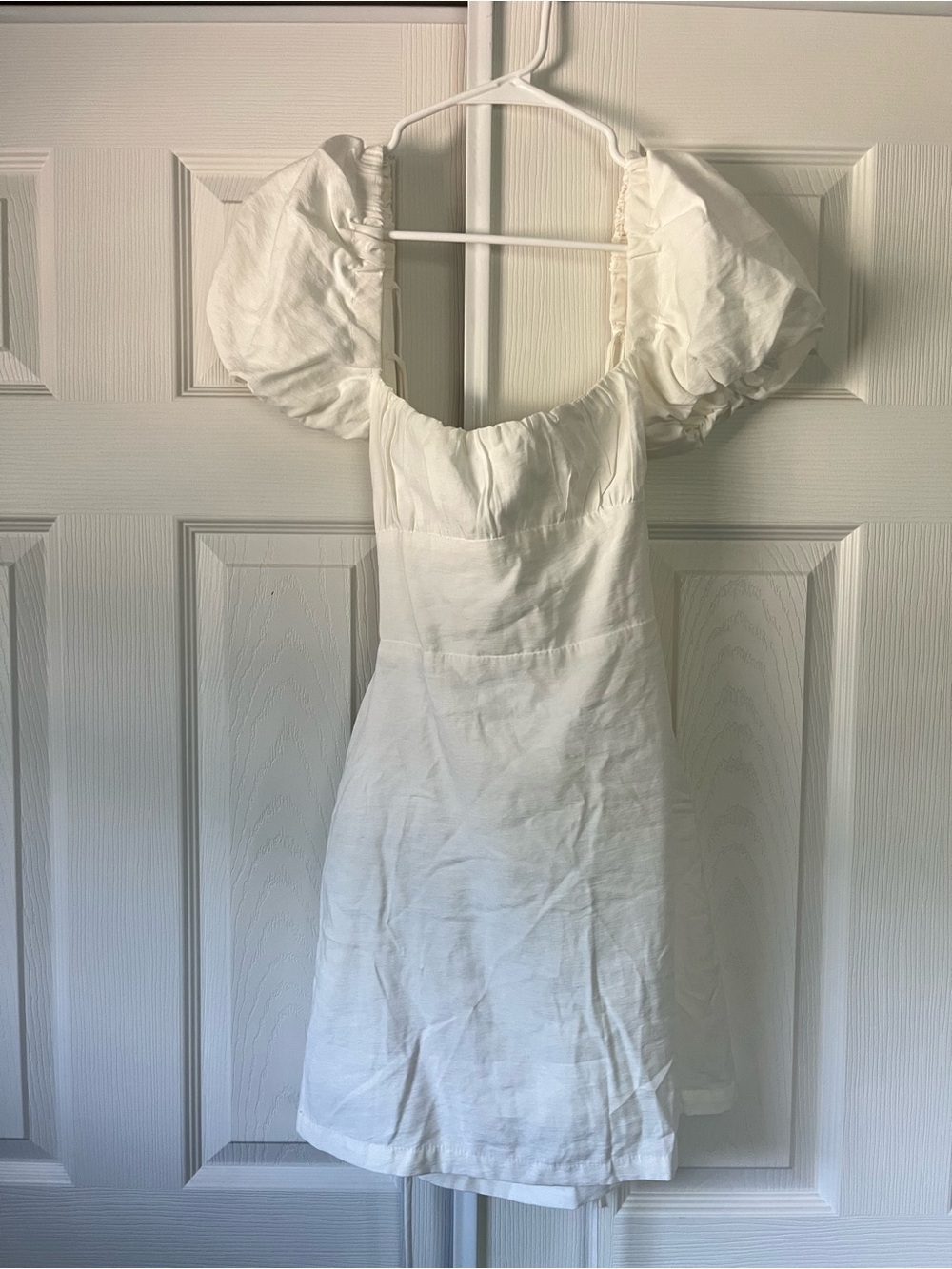 White Puff Sleeve Mini Dress